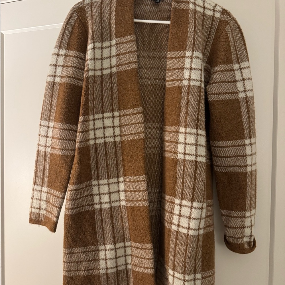Talbots Plaid Brown and White Women's Cardigan